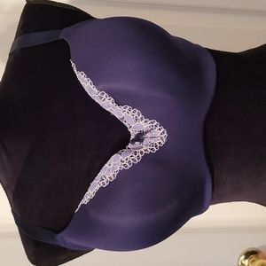 EUC Cacique 34F (DDD)Navy Racerback Covertible Bra w/ Lace